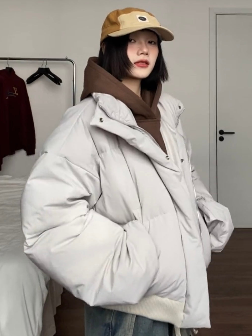 【Onefish Shop】冬のマストアイテム!加厚コットン羽織りダウンジャケット LS2311194