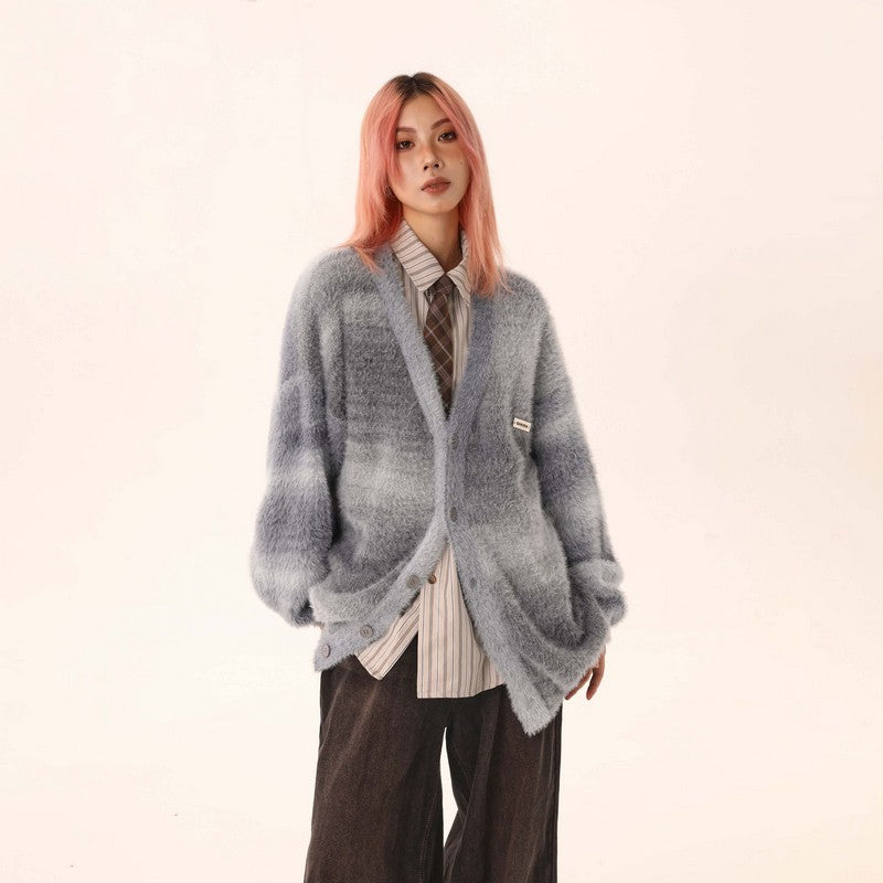 【Onefish Shop】ストライプニットカーディガン LS2309051