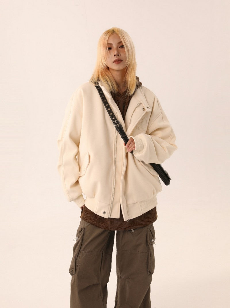 【Onefish Shop】スタンドカラーウールコットンジャケット LS2392401