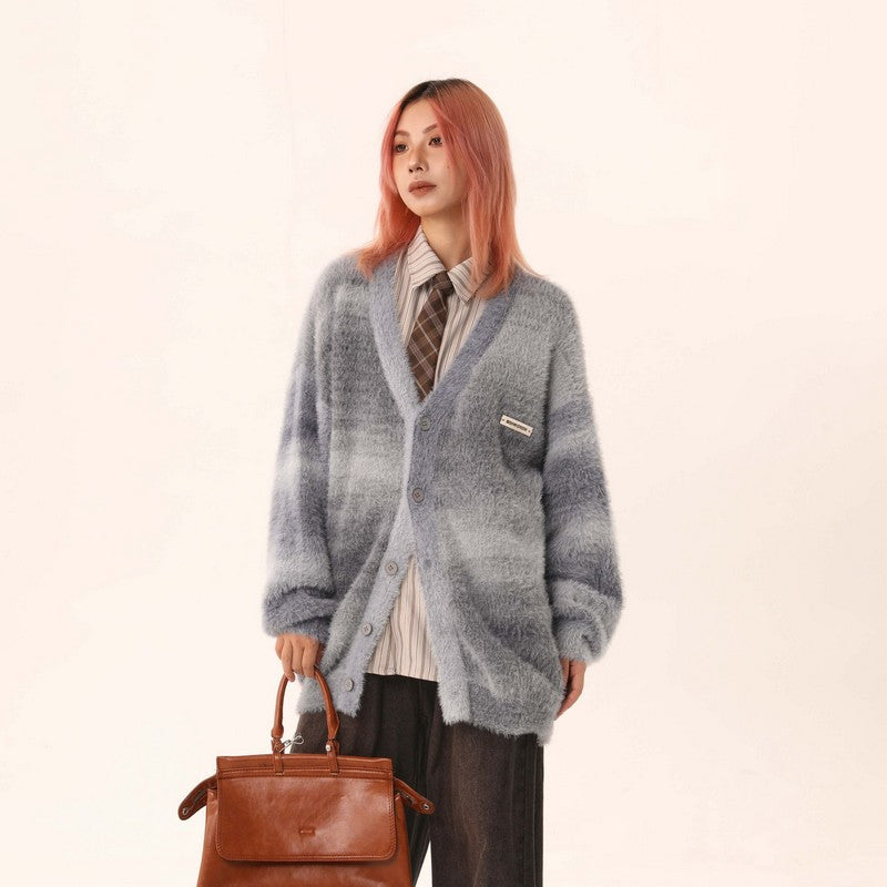 【Onefish Shop】ストライプニットカーディガン LS2309051