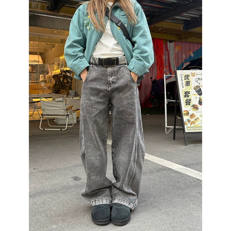 【Onefish Shop】春夏新作 ユニセックス ワイドレッグデニムパンツ