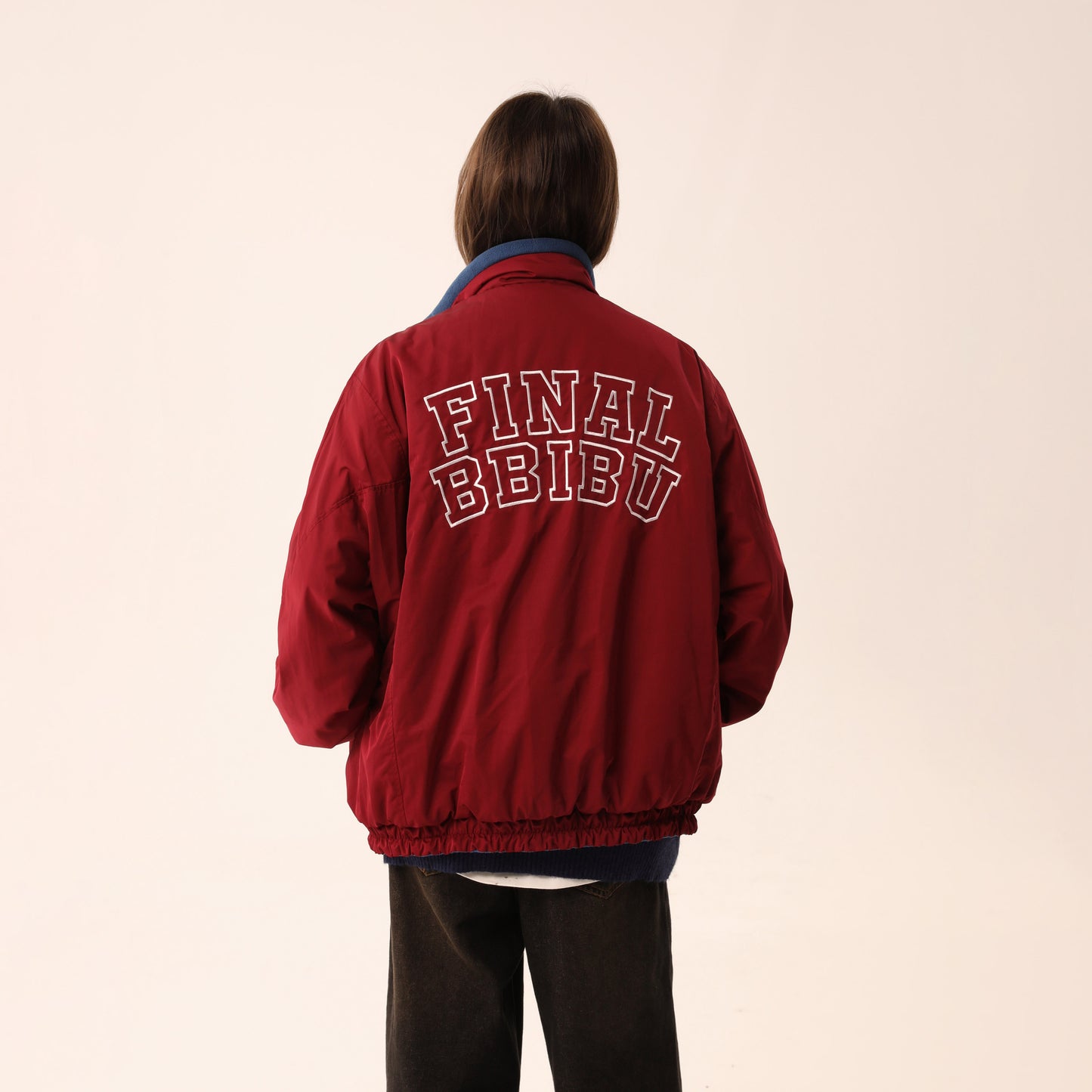 【Oneblue Shop】リバーシブル コントラスト色 厚手ジャケット LS2310291