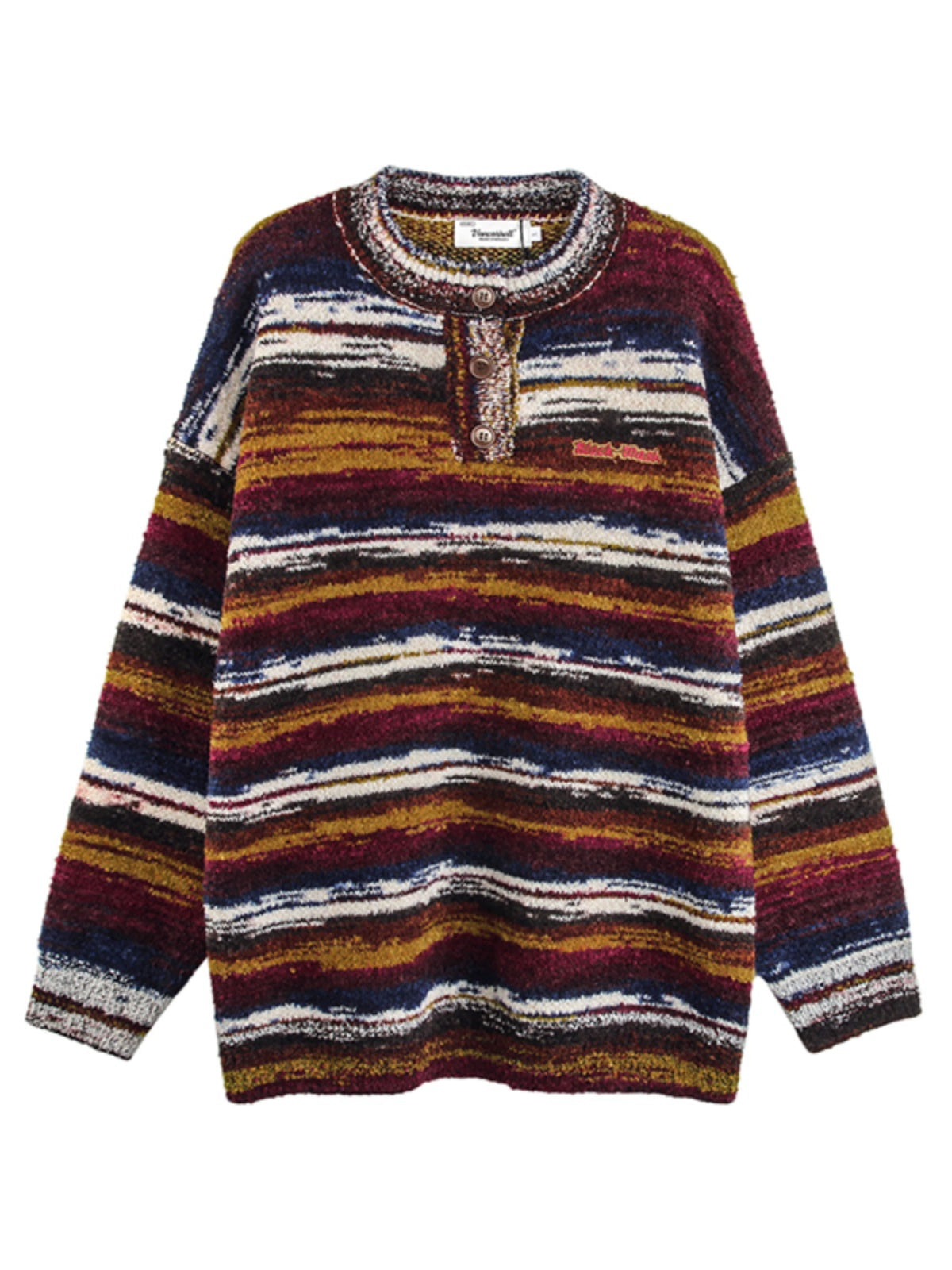 【Onefish Shop】ユニセックスカラーブロックルーズニット LS231111