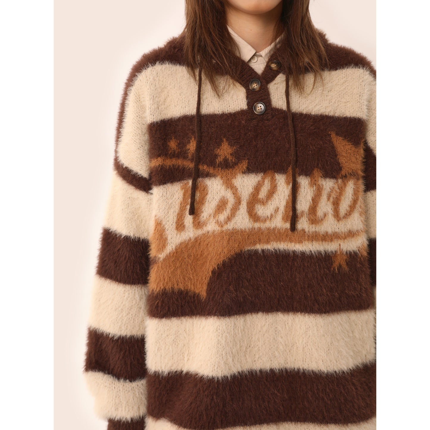 【Onefish Shop】レトロストライプフード付きセーター LS2311125