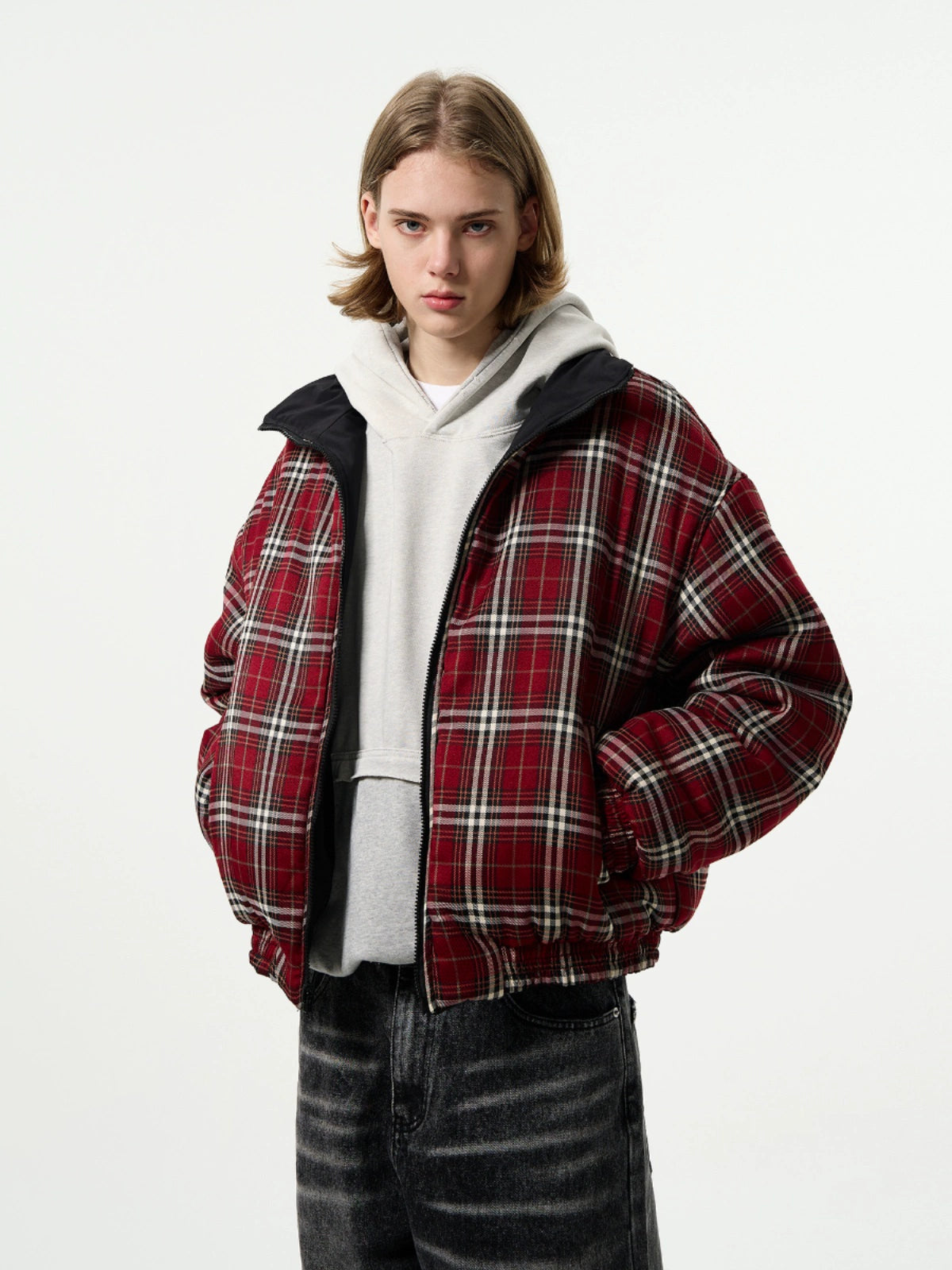 【Onefish Shop】ダブルフェイスのチェック柄コート!アメリカンビンテージスタイルの新作 LS2311196