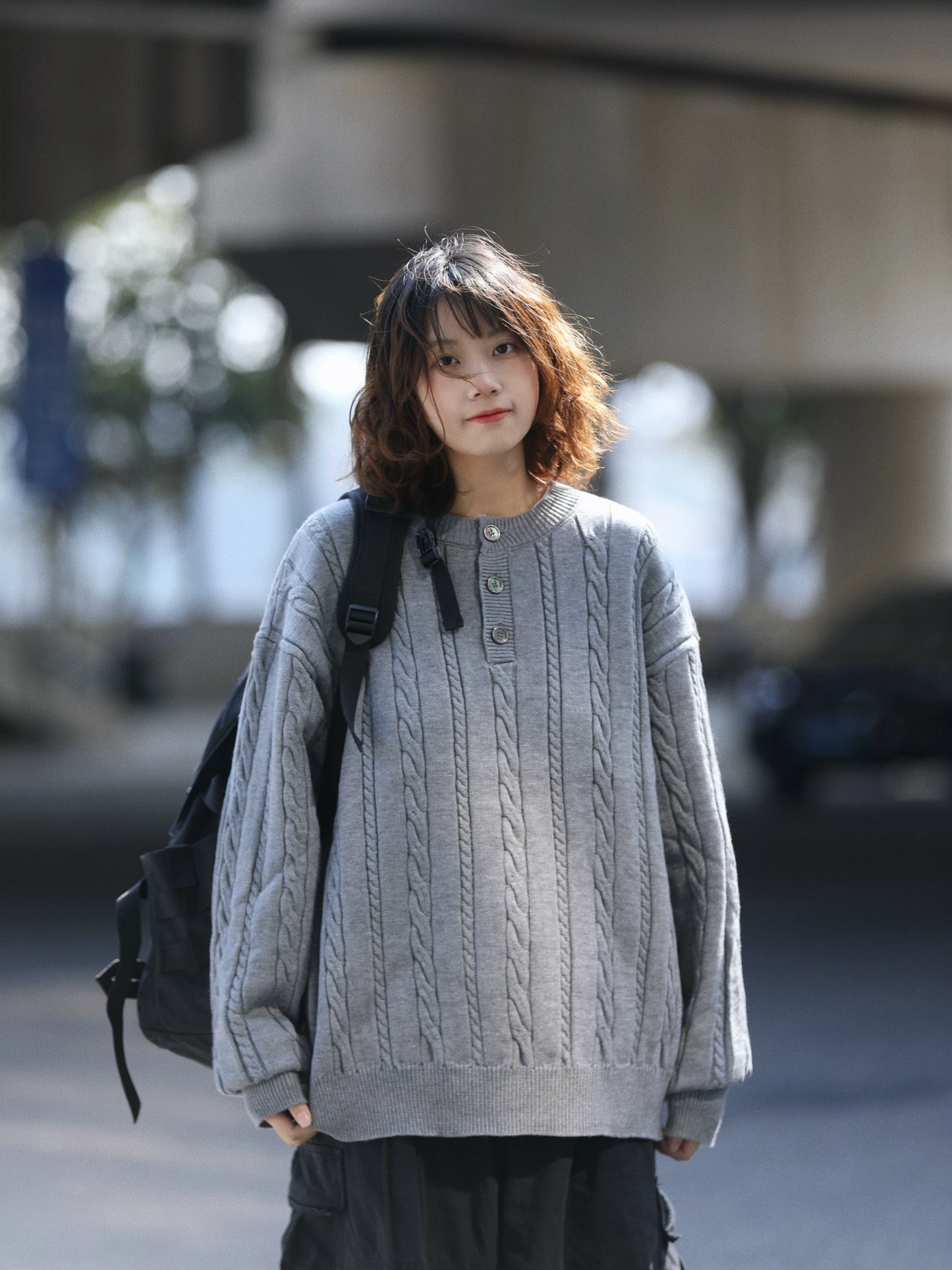 【Onefish Shop】 ヘンリーネック ニット セーター(2Colors)241565