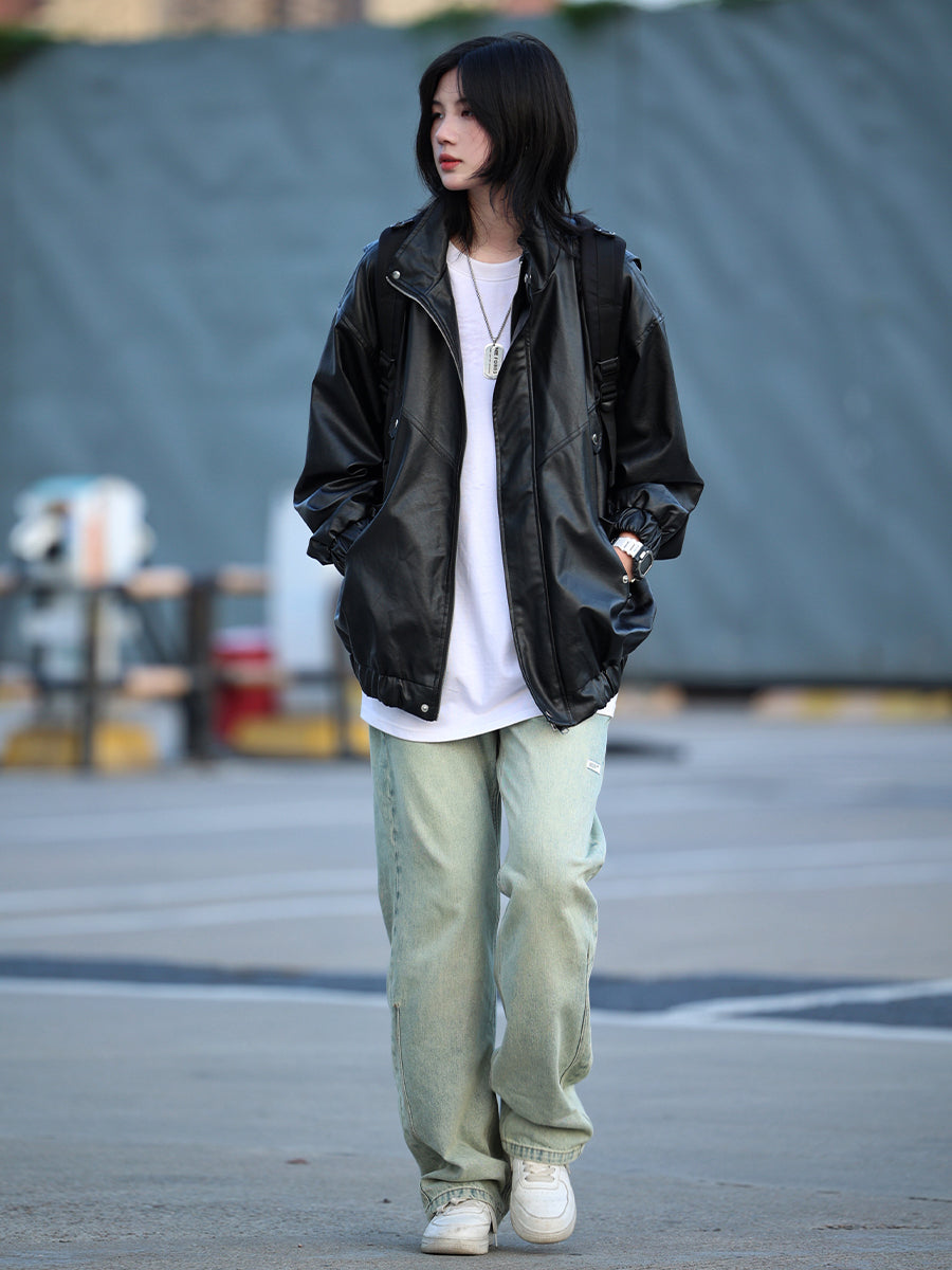 【Onefish Shop】2023秋冬PUレザージャケット LS2311031