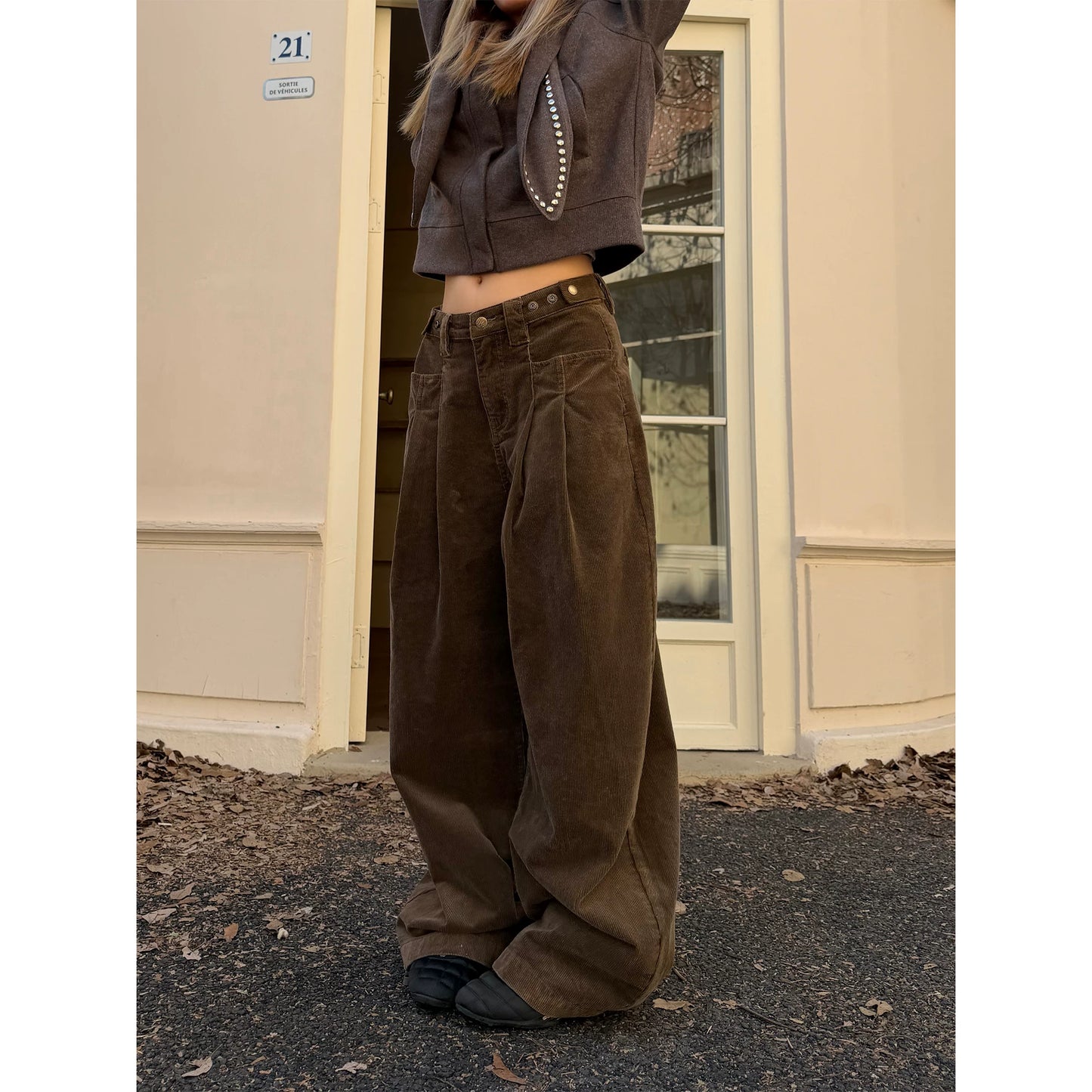 【Onefish Shop】ルーズシルエット コーデュロイ カーゴパンツ / ビッグシルエット ワークトラウザー LS2601149