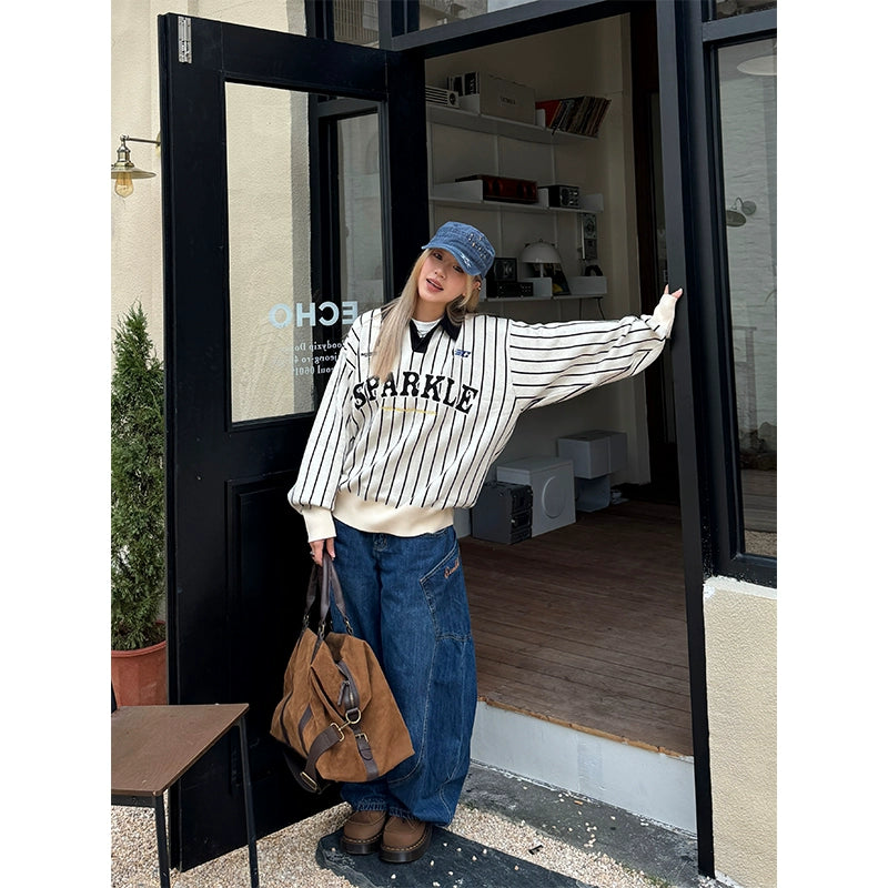 【Onefish Shop】ポロ襟ニットジャージ LS2408251 - Polo Collar Knit Jersey