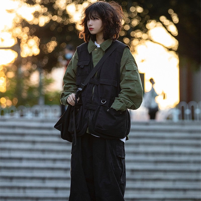 【OneFish Shop】카고 베스트 다포켓 다기능 여름 베스트 유니섹스 LS042001