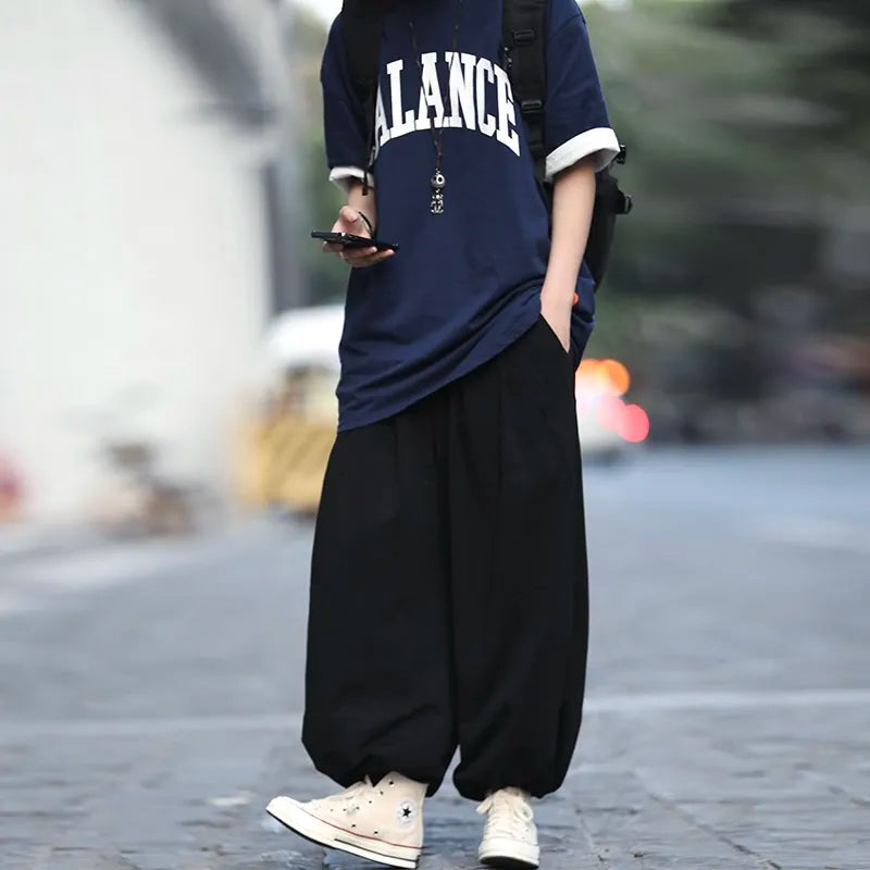 【OneFish Shop】스웨트 조거 팬츠 루즈 피트 여름날 얇은 옷다발 팬츠 LS82801