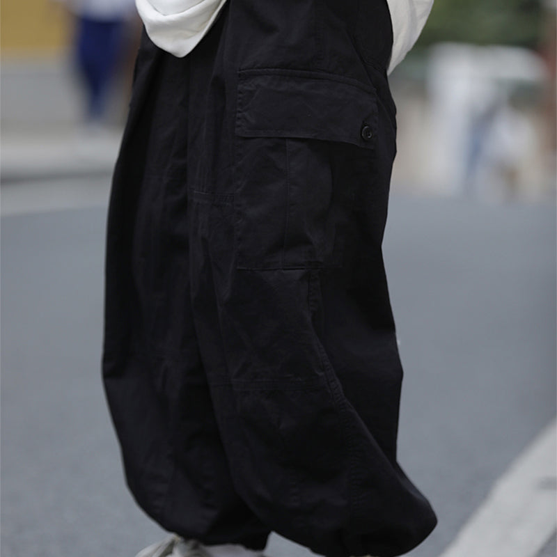 【OneFish Shop】 카고 팬츠 남녀 통용 해외 트렌드 무지 레귤러 길이 레귤러 웨스트 포켓 디자인 LS042002