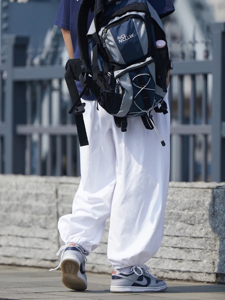 【OneFish Shop】스웨트 조거 팬츠 루즈 피트 여름날 얇은 옷다발 팬츠 LS82801