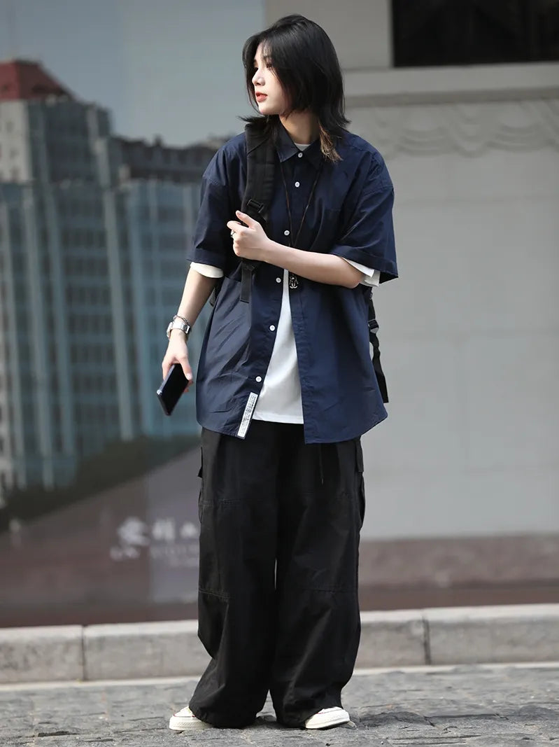 OneFish Shop/카고 팬츠 남녀 통용 해외 트렌드 무지 레귤러 길이 레귤러 웨스트 포켓 디자인