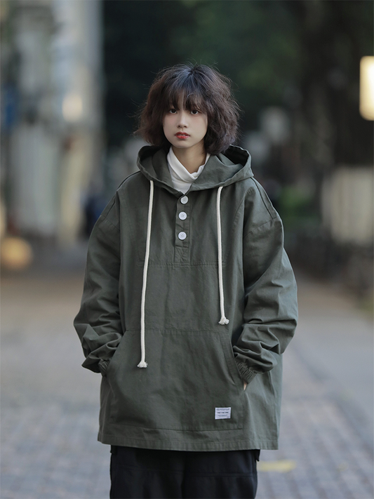 [Oneblue Shop] Loose workwear hoodie with vintage style LS050201