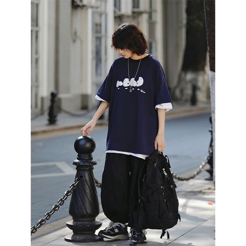 【OneFish  Shop】おもしろいカップル用純綿Tシャツ ls042501