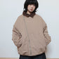 【Onefish Shop】アシンメトリーZIP ボア襟 バーンスタイル中綿ジャケット LS2601076