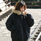 【Onefish Shop】フェイクファー付 ビッグシルエット ジップアップ フードブルゾン LS25123003