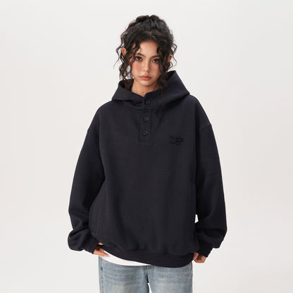 [Onefish Shop] Double-Collar Buttoned Hoodie LS241101