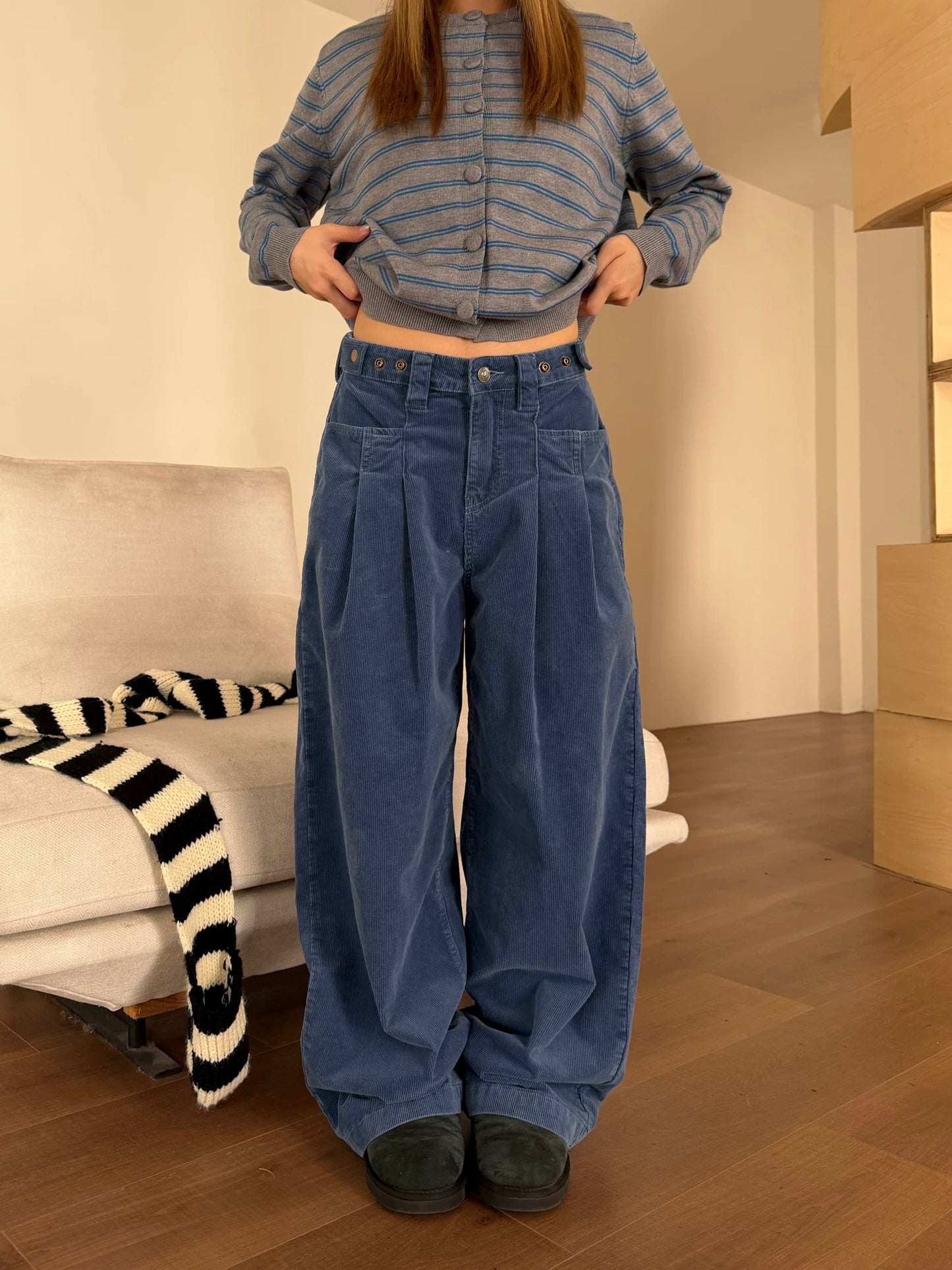 【Onefish shop】コーデュロイ ワイドワークパンツ / Corduroy Wide Work Pants LS1222