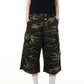 【Onefish Shop】カーゴパンツ 7分丈 ポケット アメリカン ルーズ 迷彩柄 レトロ cargo pants LS2408143