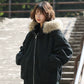 【Onefish Shop】フェイクファー付 ビッグシルエット ジップアップ フードブルゾン LS25123003