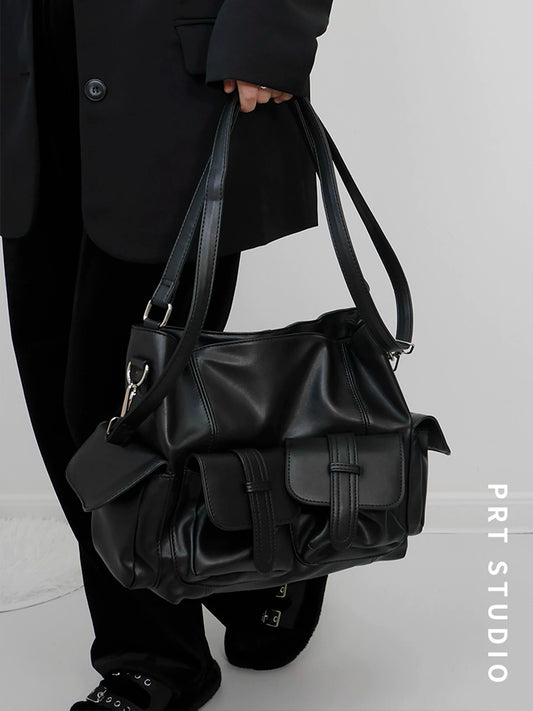 【Onefish Shop】ヴィンテージ風ソフトレザー大容量ショルダーバッグ / intage Soft Leather Large Capacity Shoulder Bag   LS2601148