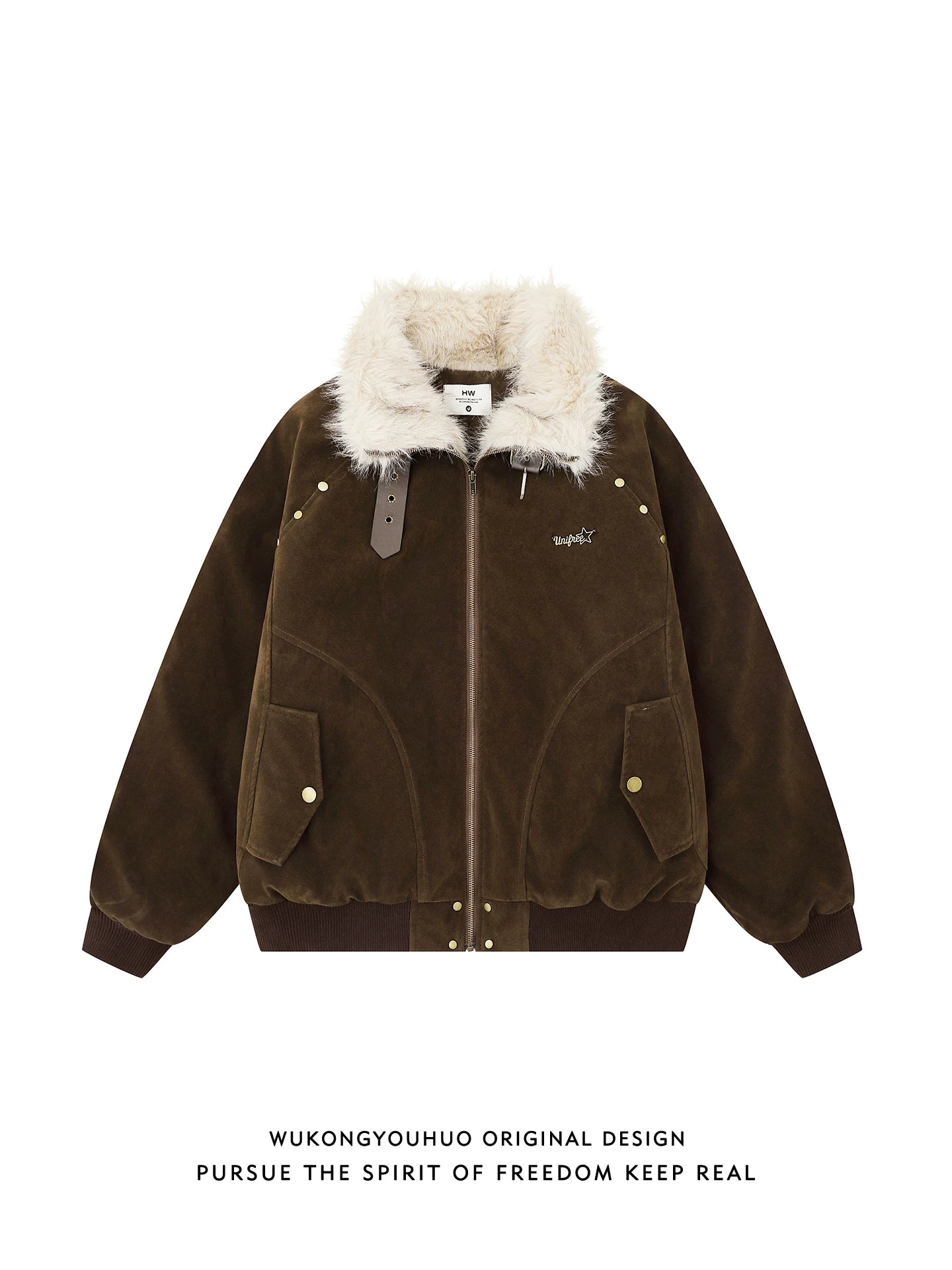 【Onefish Shop】衿ファー フェイクムートン B-3 フライトジャケット / ビッグシルエット ワークブルゾン Ls2601011