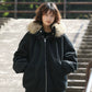【Onefish Shop】フェイクファー付 ビッグシルエット ジップアップ フードブルゾン LS25123003