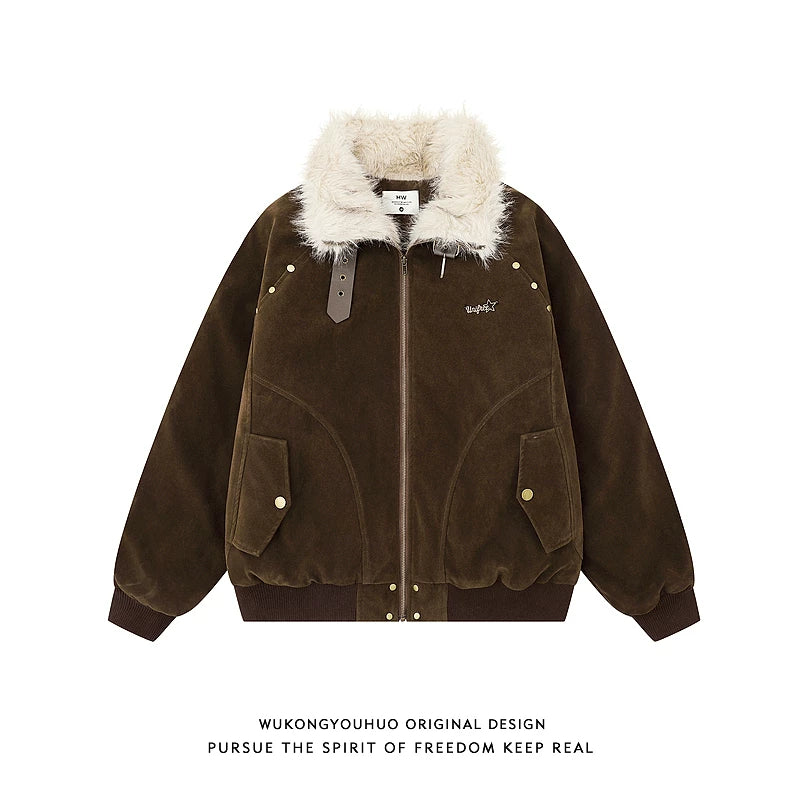 【Onefish Shop】衿ファー フェイクムートン B-3 フライトジャケット / ビッグシルエット ワークブルゾン Ls2601011