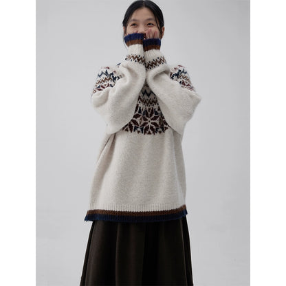 [OneFish Shop] Nordic Pattern Christmas Sweater Red LS2412131
