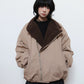 【Onefish Shop】アシンメトリーZIP ボア襟 バーンスタイル中綿ジャケット LS2601076
