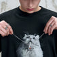 【Yoyopicks】猫グラフィックプリント 半袖 クルーネック Tシャツ（4Colors）242060