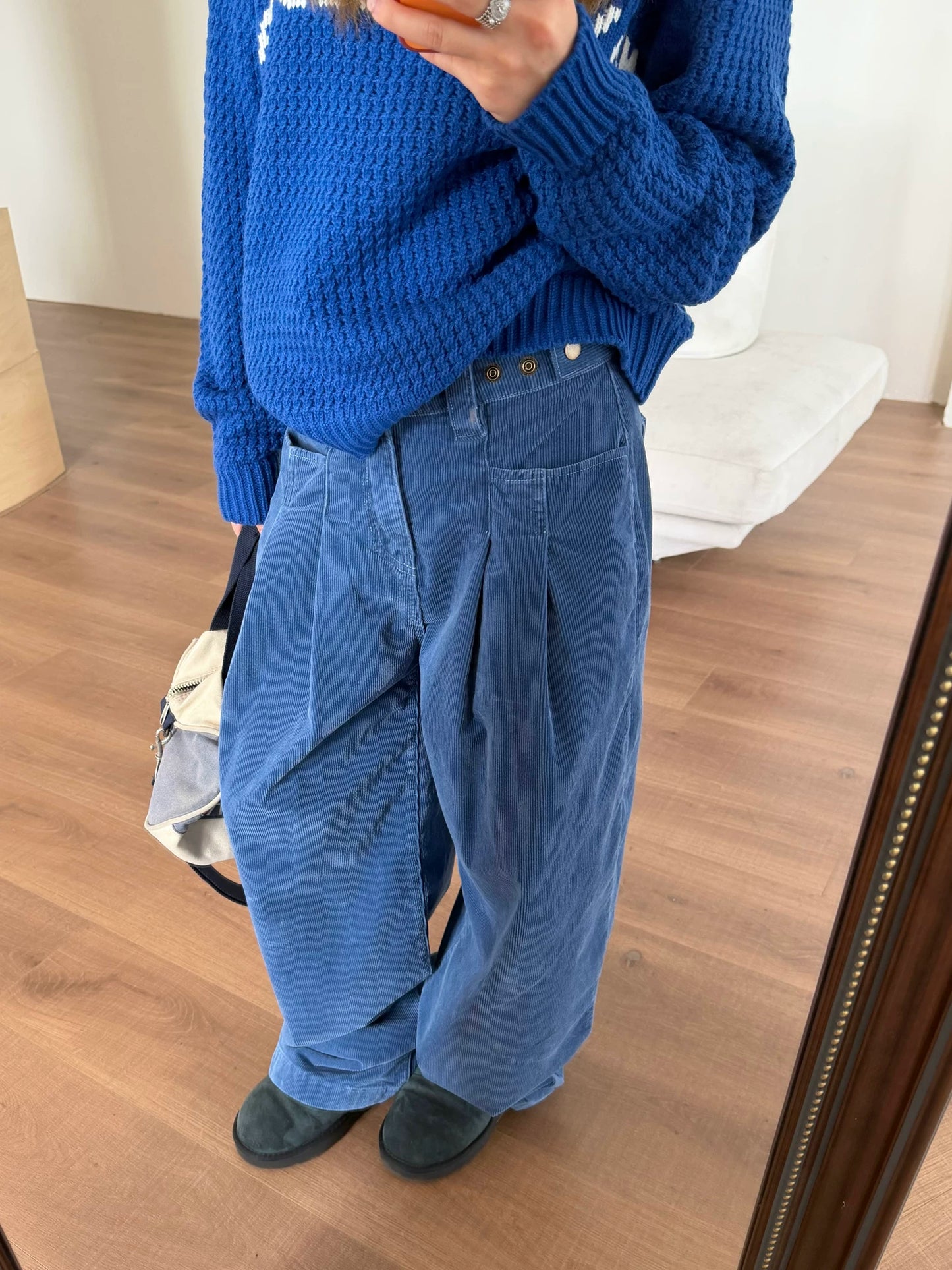 【Onefish Shop】ルーズシルエット コーデュロイ カーゴパンツ / ビッグシルエット ワークトラウザー LS2601149