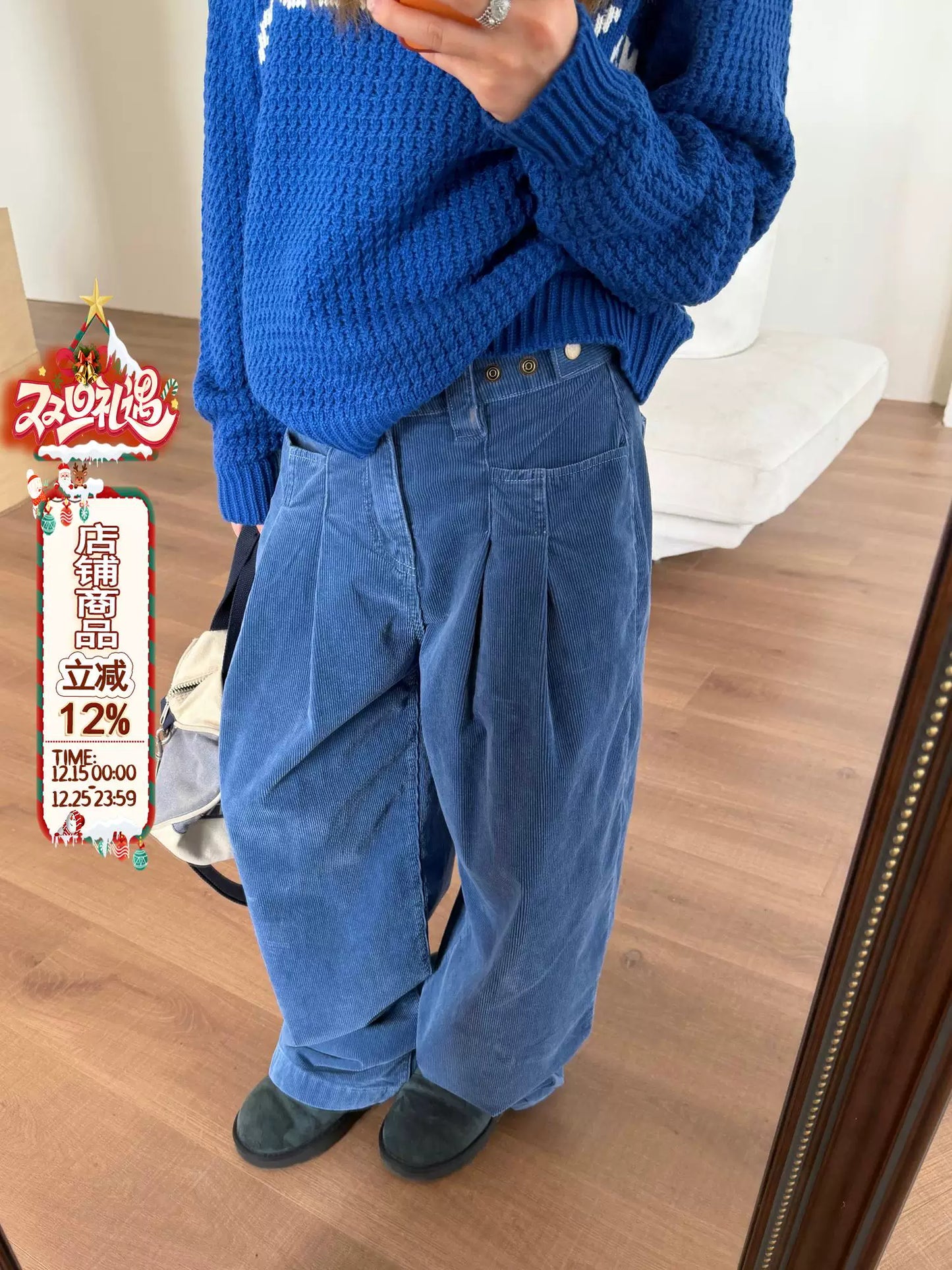【Onefish shop】コーデュロイ ワイドワークパンツ / Corduroy Wide Work Pants LS1222