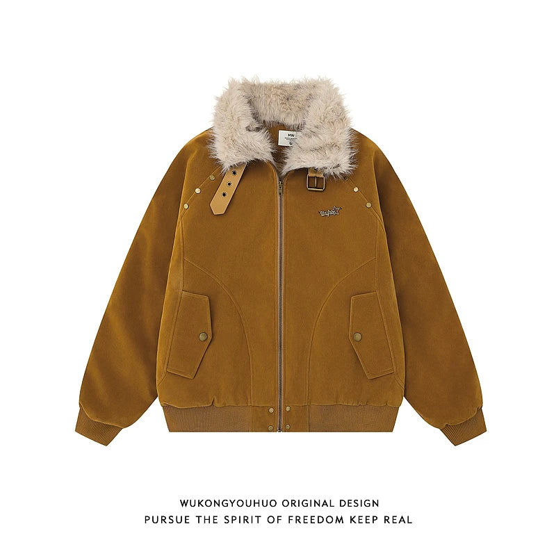 【Onefish Shop】衿ファー フェイクムートン B-3 フライトジャケット / ビッグシルエット ワークブルゾン Ls2601011