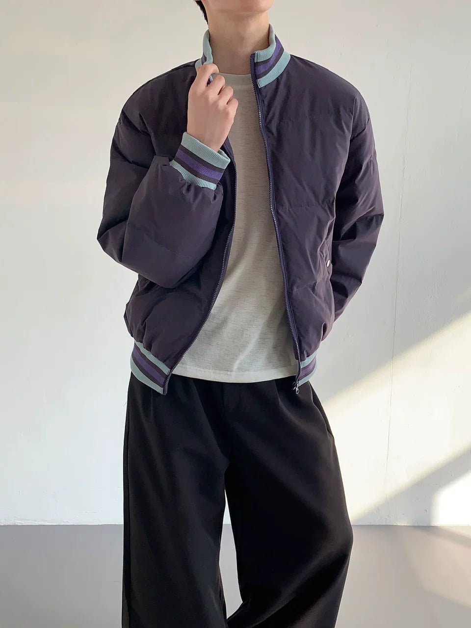 【Onefish Shop】【UNISEX】ボリュームネック ワイド ダウンジャケット / ビッグシルエット パディングブルゾン LS26011466
