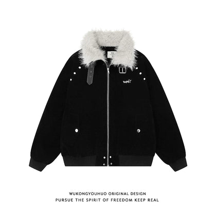 【Onefish Shop】衿ファー フェイクムートン B-3 フライトジャケット / ビッグシルエット ワークブルゾン Ls2601011
