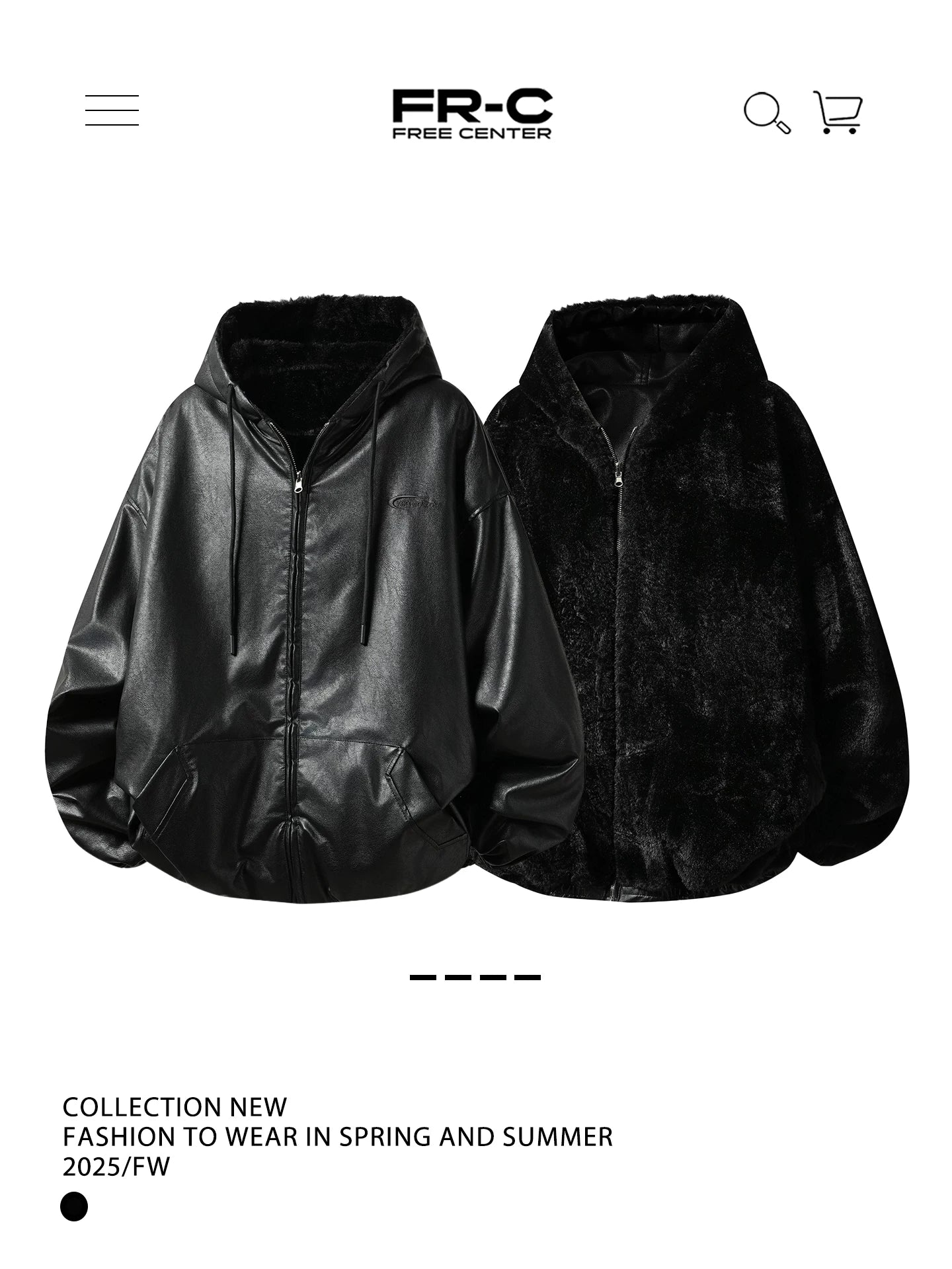 【Onefish Shop】【2WAY/リバーシブル】フェイクレザー×ボア フーデッドブルゾン  LS2601141