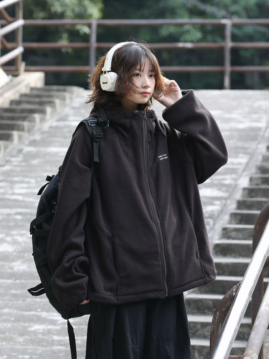 【Onefish Shop】厚手 ボアフリース プルオーバーパーカー（2Colors）241022