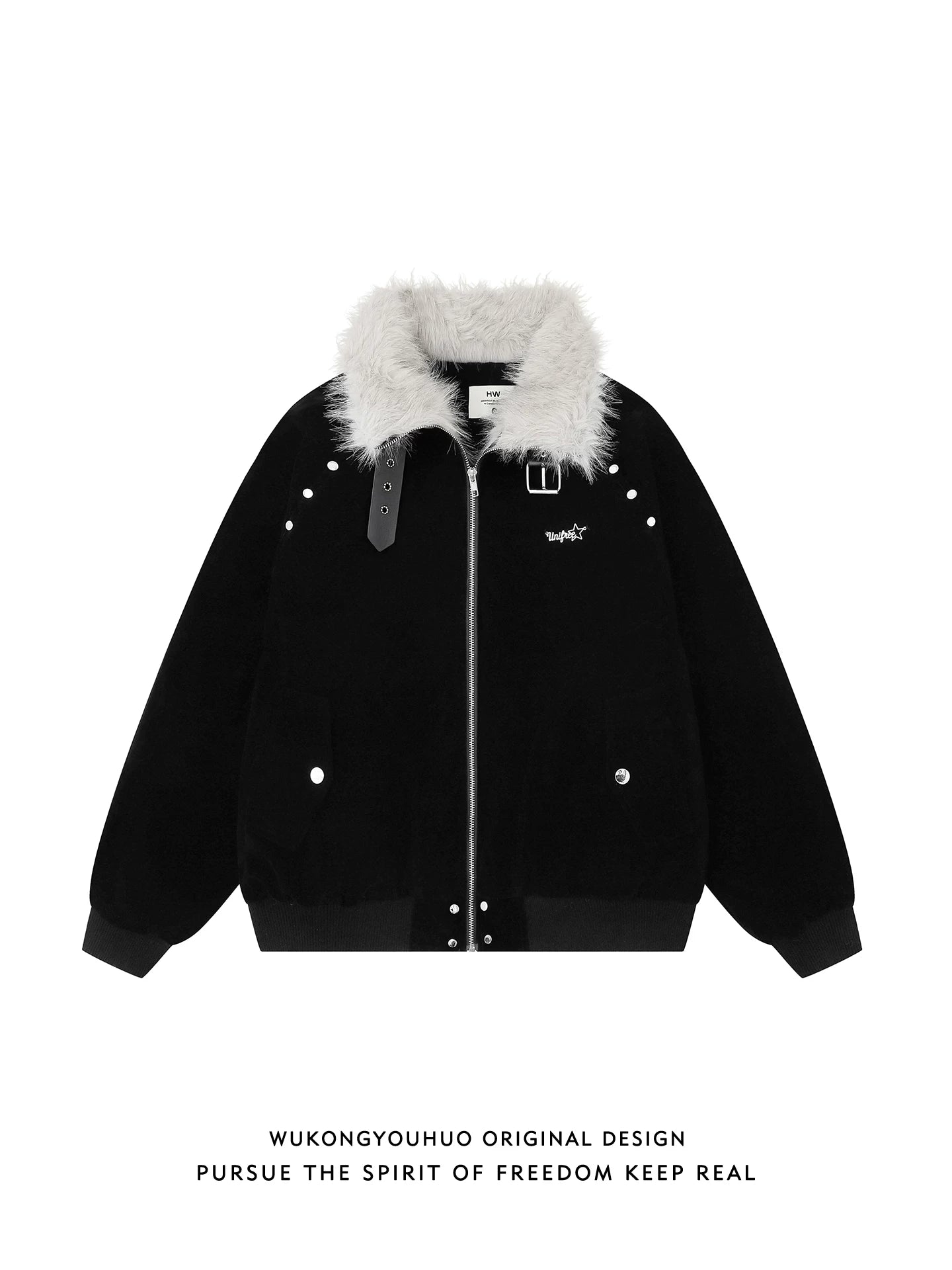 【Onefish Shop】衿ファー フェイクムートン B-3 フライトジャケット / ビッグシルエット ワークブルゾン Ls2601011