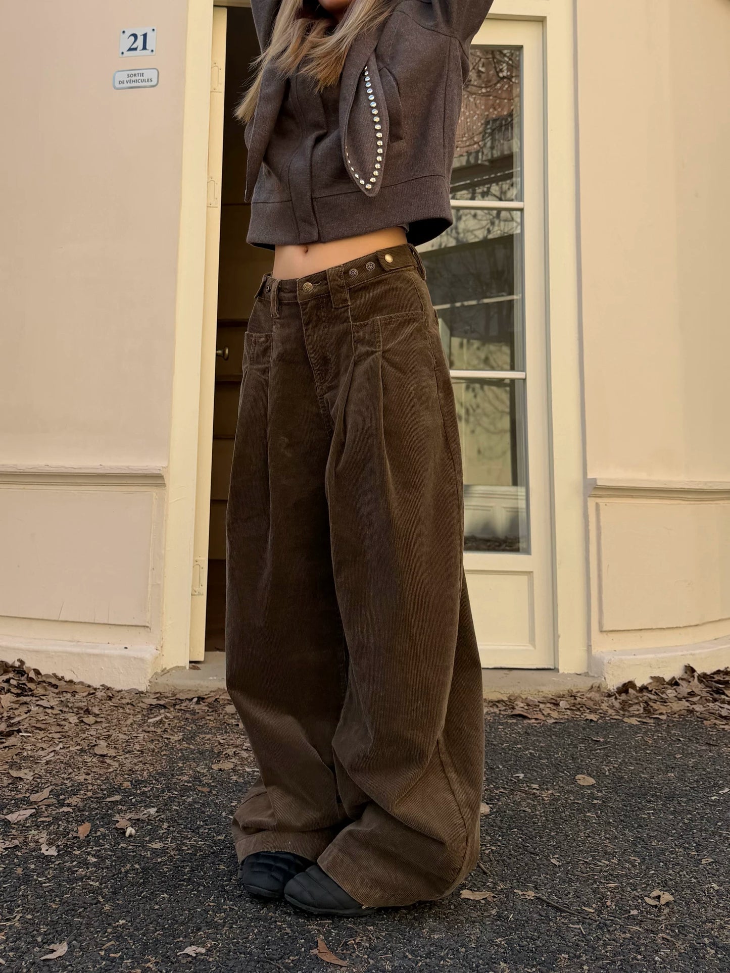 【Onefish shop】コーデュロイ ワイドワークパンツ / Corduroy Wide Work Pants LS1222