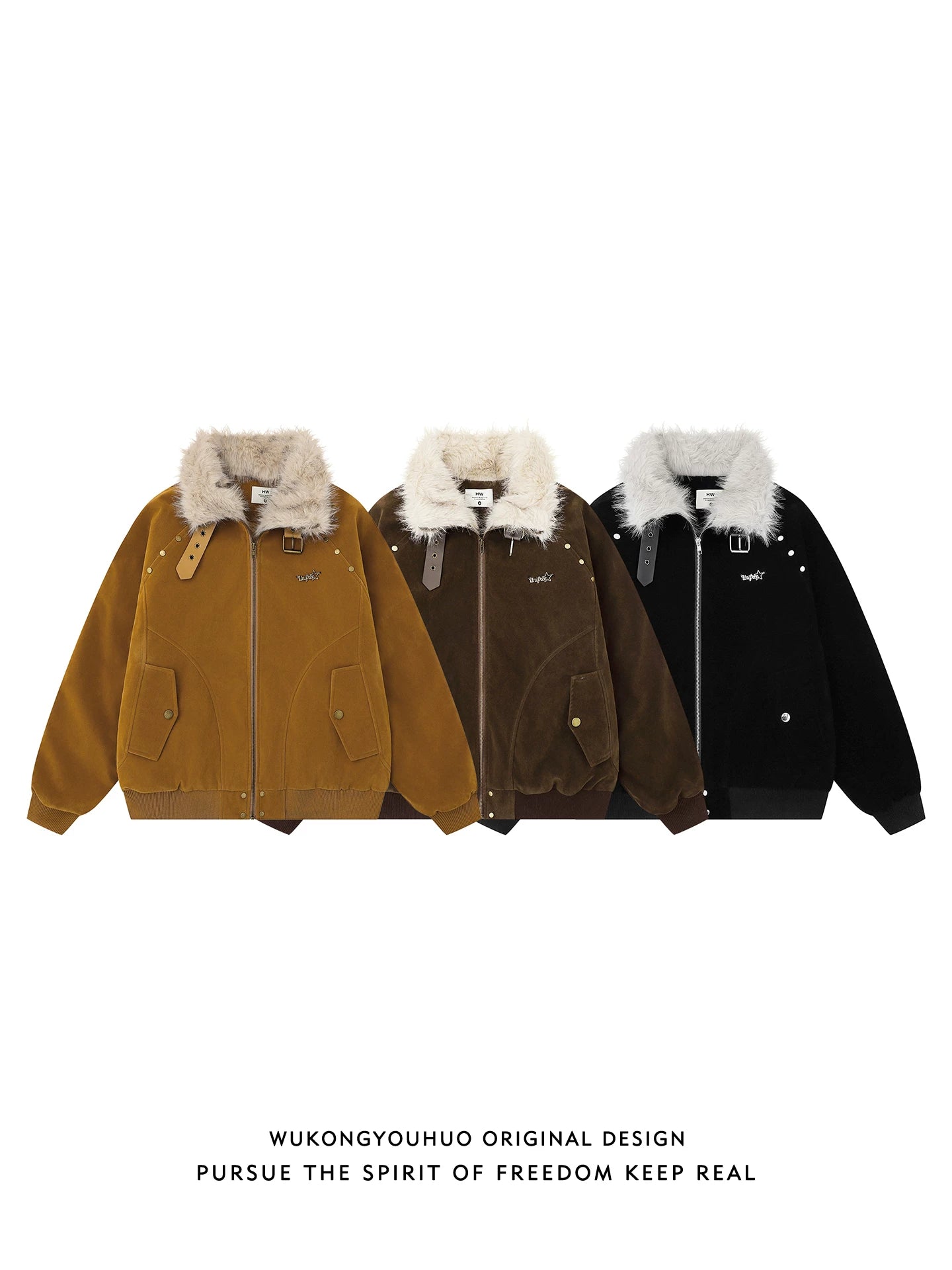 【Onefish Shop】衿ファー フェイクムートン B-3 フライトジャケット / ビッグシルエット ワークブルゾン Ls2601011