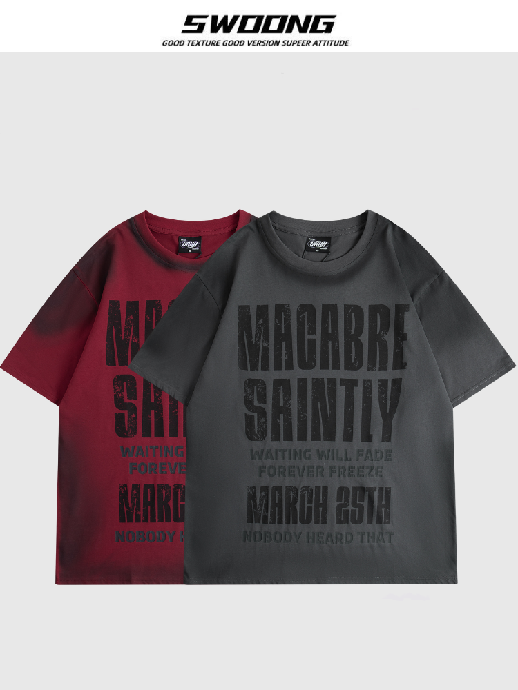 【Onefish Shop】アメリカンスタイルクルーネック半袖Tシャツ -Neck Short Sleeve T-shirt LS24081402