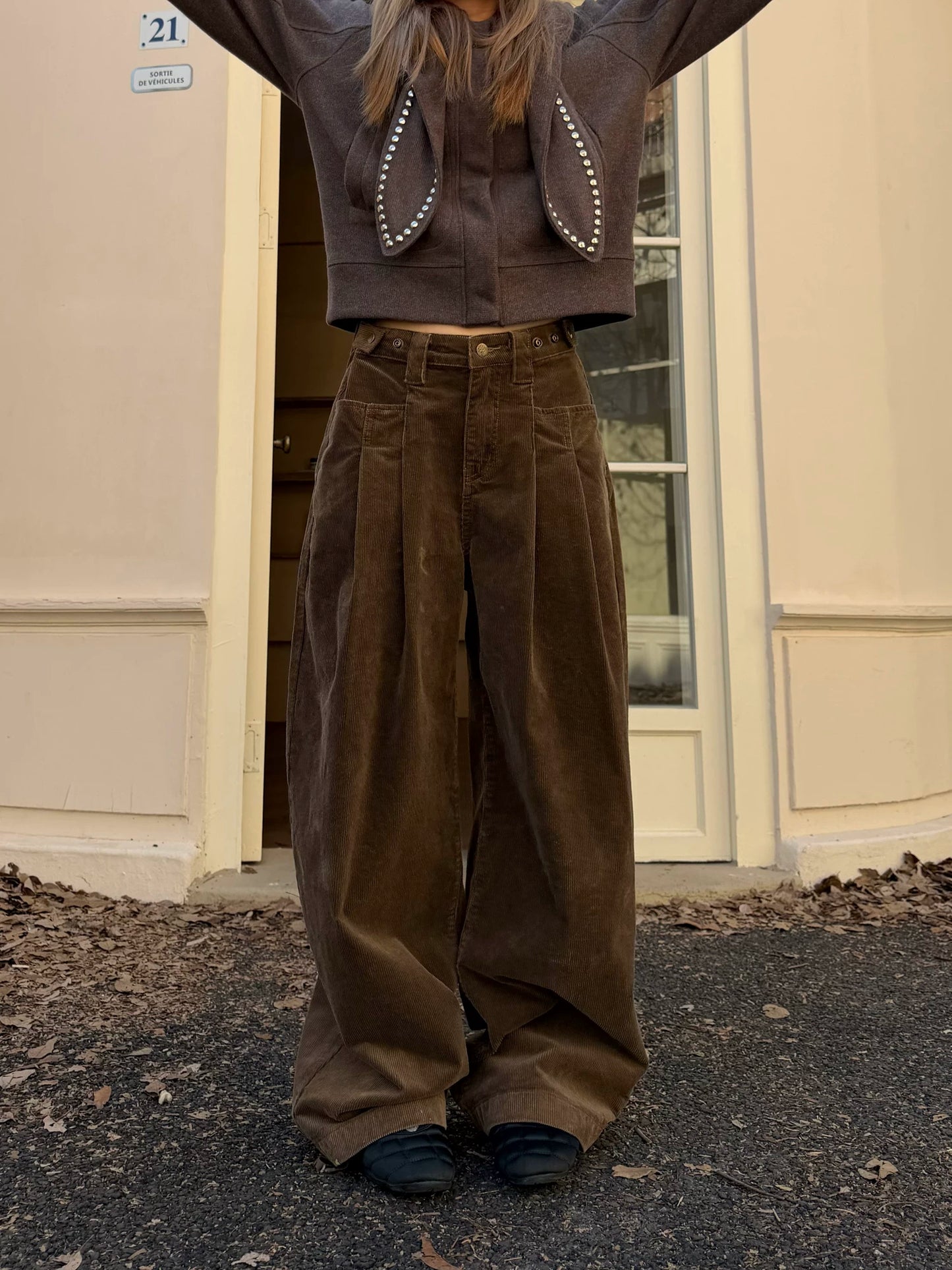 【Onefish shop】コーデュロイ ワイドワークパンツ / Corduroy Wide Work Pants LS1222