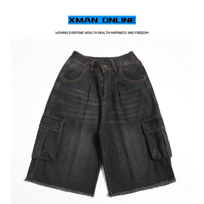 古着加工のデニムショートパンツ -Shorts LS2406212