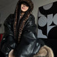 【Onefish Shop】【2WAY/リバーシブル】フェイクレザー×ボア フーデッドブルゾン  LS2601141