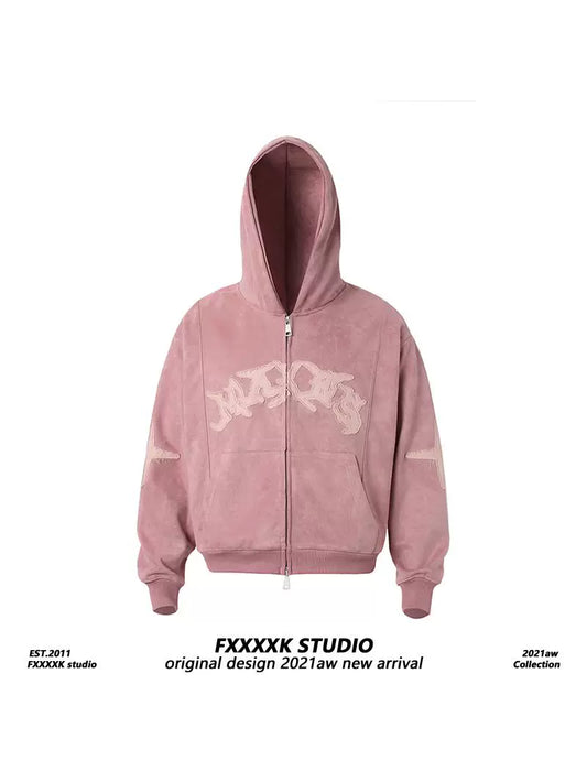 【Onefish Shop】ビッグシルエット フーデッドブルゾン / オーバーサイズ ジップアップパーカー LS26011766