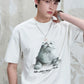 【Yoyopicks】猫グラフィックプリント 半袖 クルーネック Tシャツ（4Colors）242060