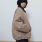 【Onefish Shop】アシンメトリーZIP ボア襟 バーンスタイル中綿ジャケット LS2601076